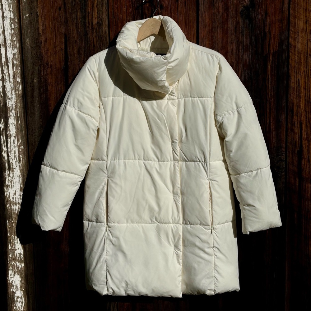 Talbots Off-White Down Alternative Puffer Jacket Size S